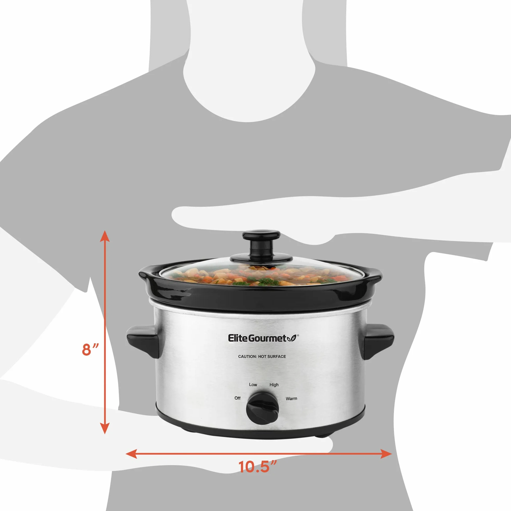 Elite Gourmet MST-275XS Mijoteuse ovale 1,9 L acier inoxydable température réglable