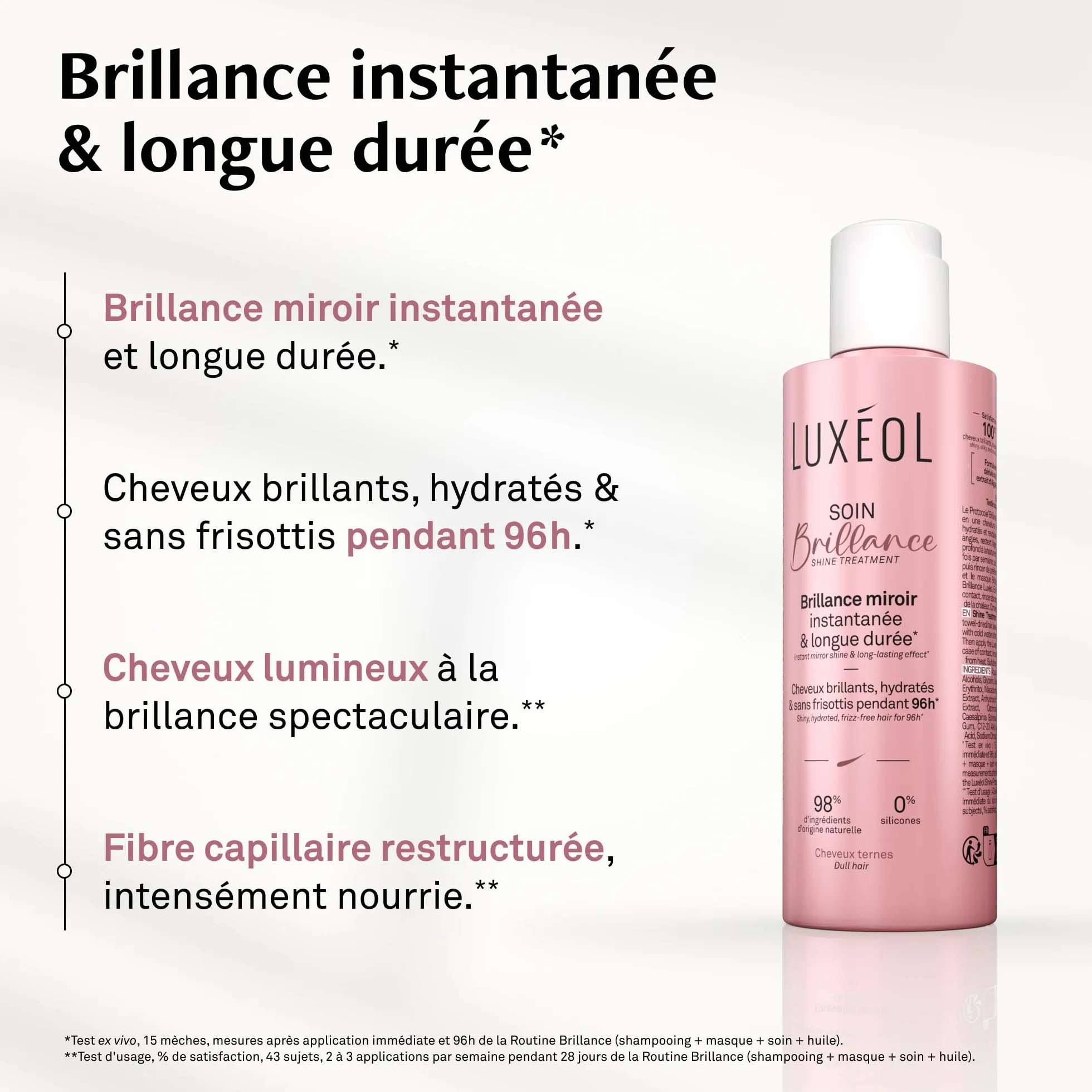 LUXEOL Soin Brillance 200 ml 98% Ingrédients d'Origine Naturelle Fabriqué en France