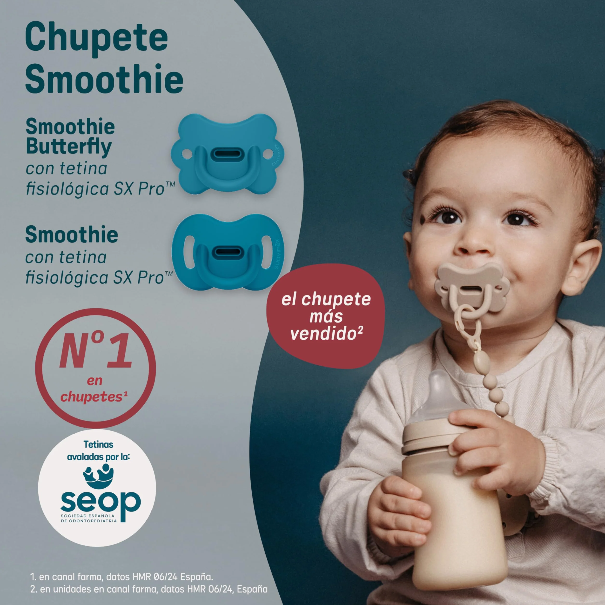 Suavinex Lot 4 Sucettes Tout Silicone SX Pro pour Bébé 6/18 Mois Réversible