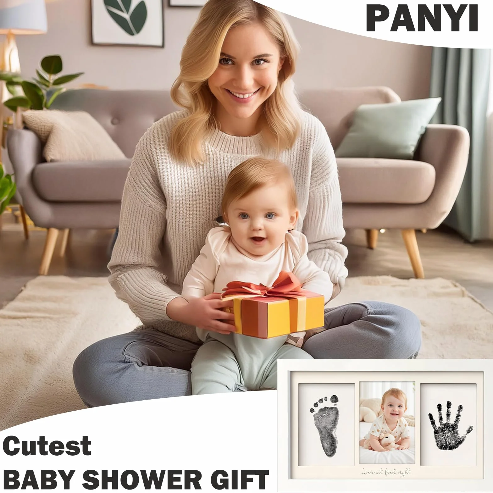PANYI Empreinte Main Pied Bebe Cadre Souvenir avec Tampon Encreur et 3 Cartes