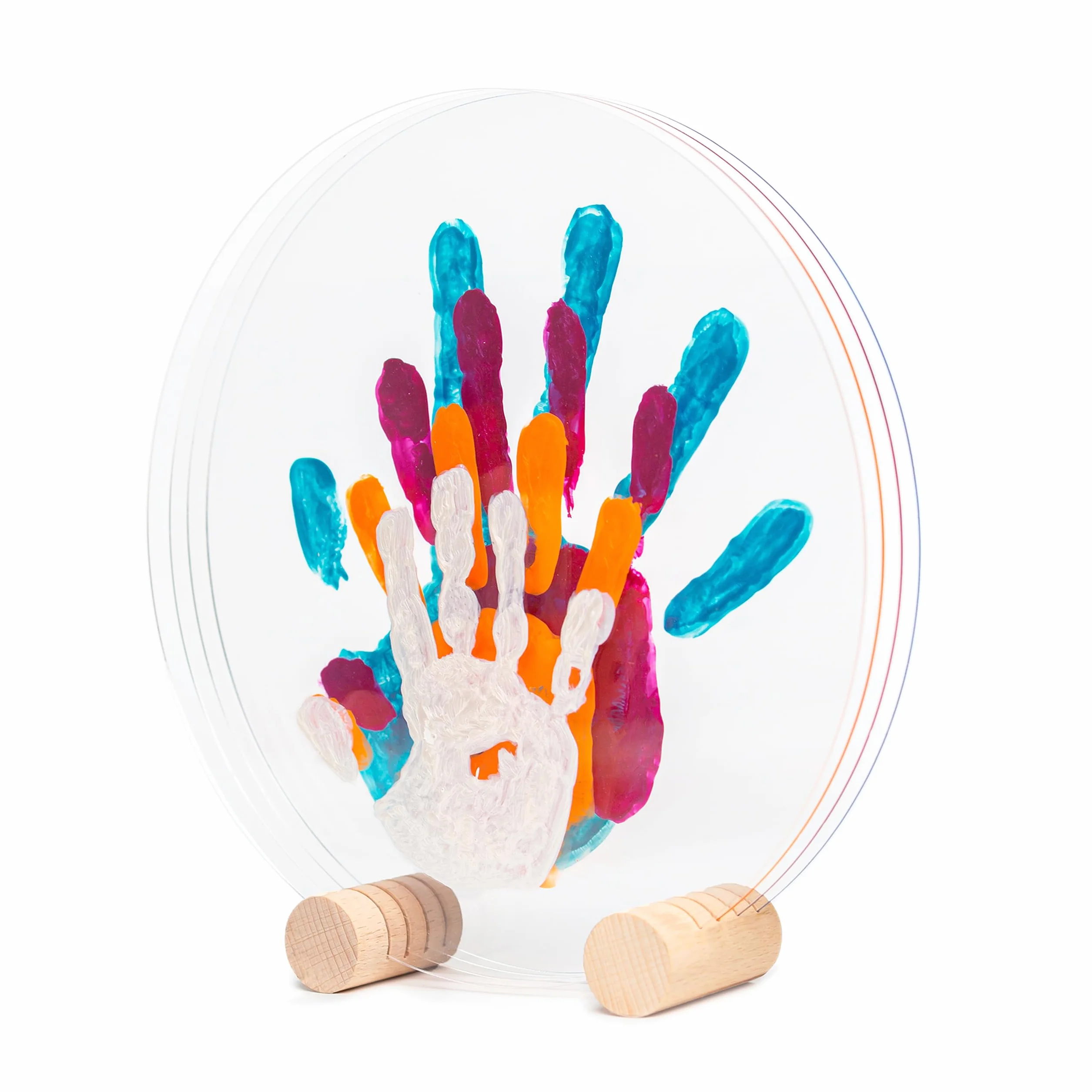 LouYou Empreintes de Bonheur Kit Empreinte Famille de 4 Made in France Nacré Coffret Naissance Support bois 4 plexiglass