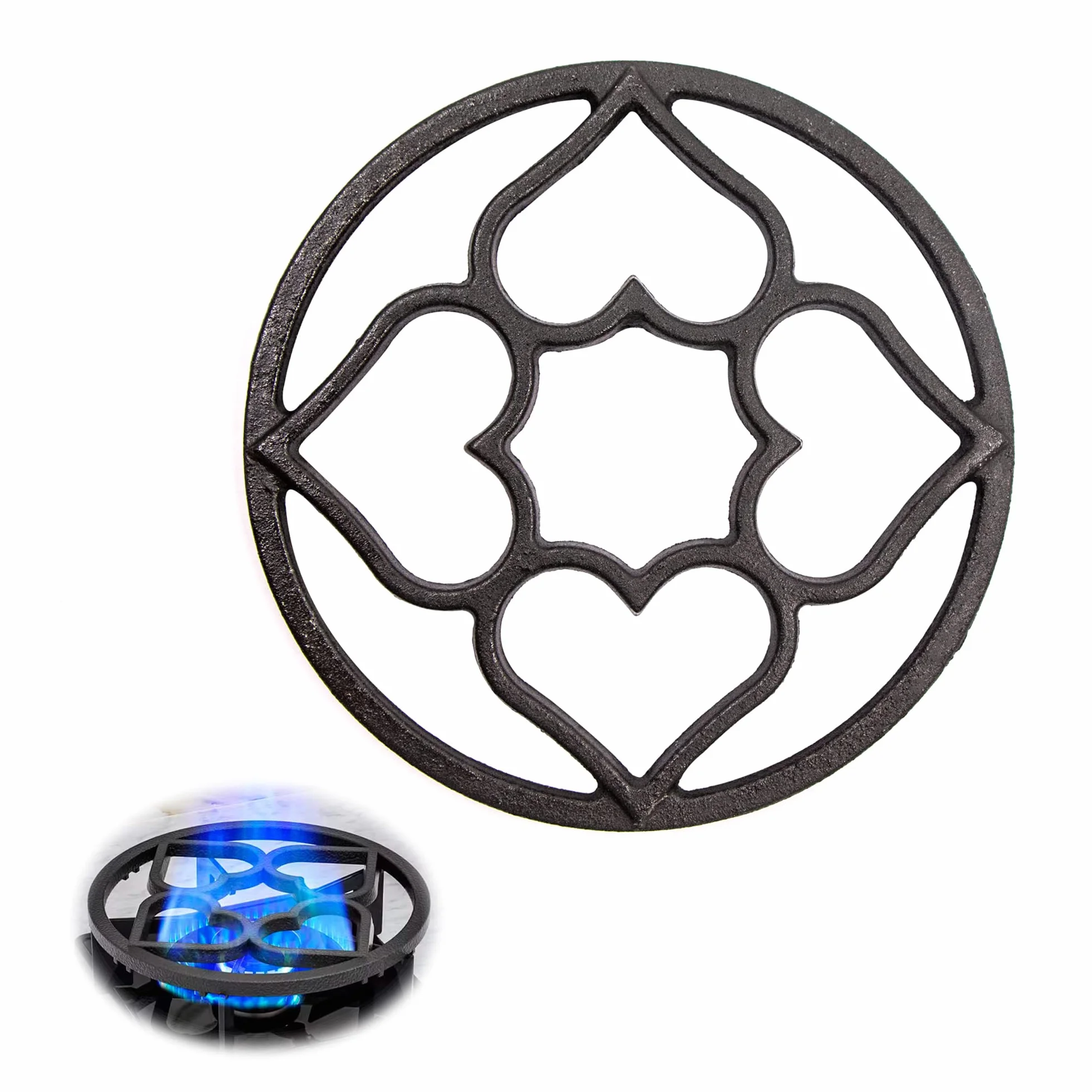 Anneau Support Plaque Cuisson Gaz 19cm Universel Plaques Plat Grille en Fer 8 Fentes Fonte