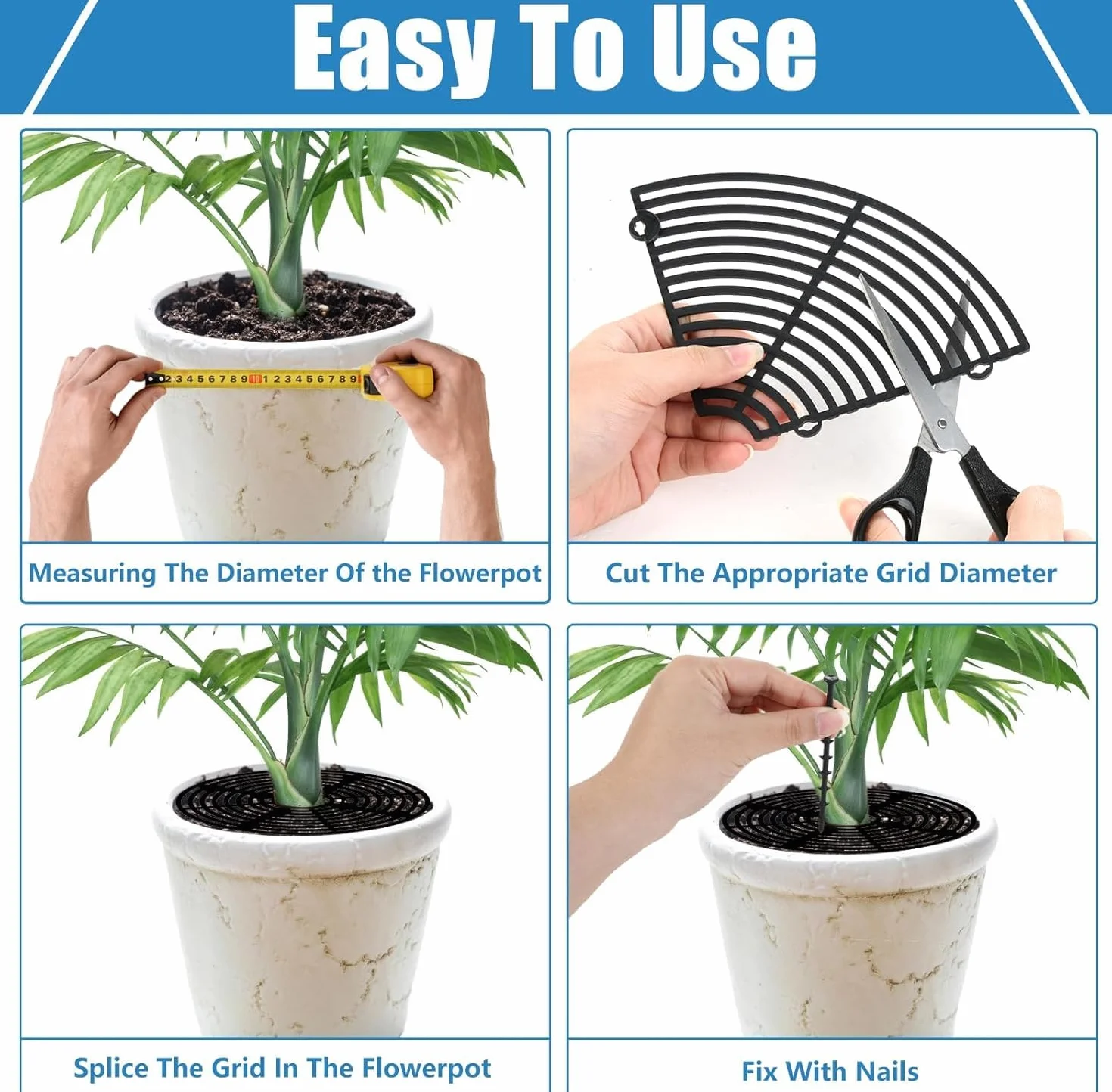 Grilles de Pots de Plantes Cache-Pot jusqu'à 30 cm Diamètre Couvercle Protection Sol