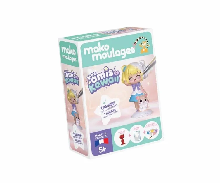Kit de Moulage en Plâtre DIY Mako Moulages - La Fillette et son Hamster - Figurine Kawaii pour Enfant