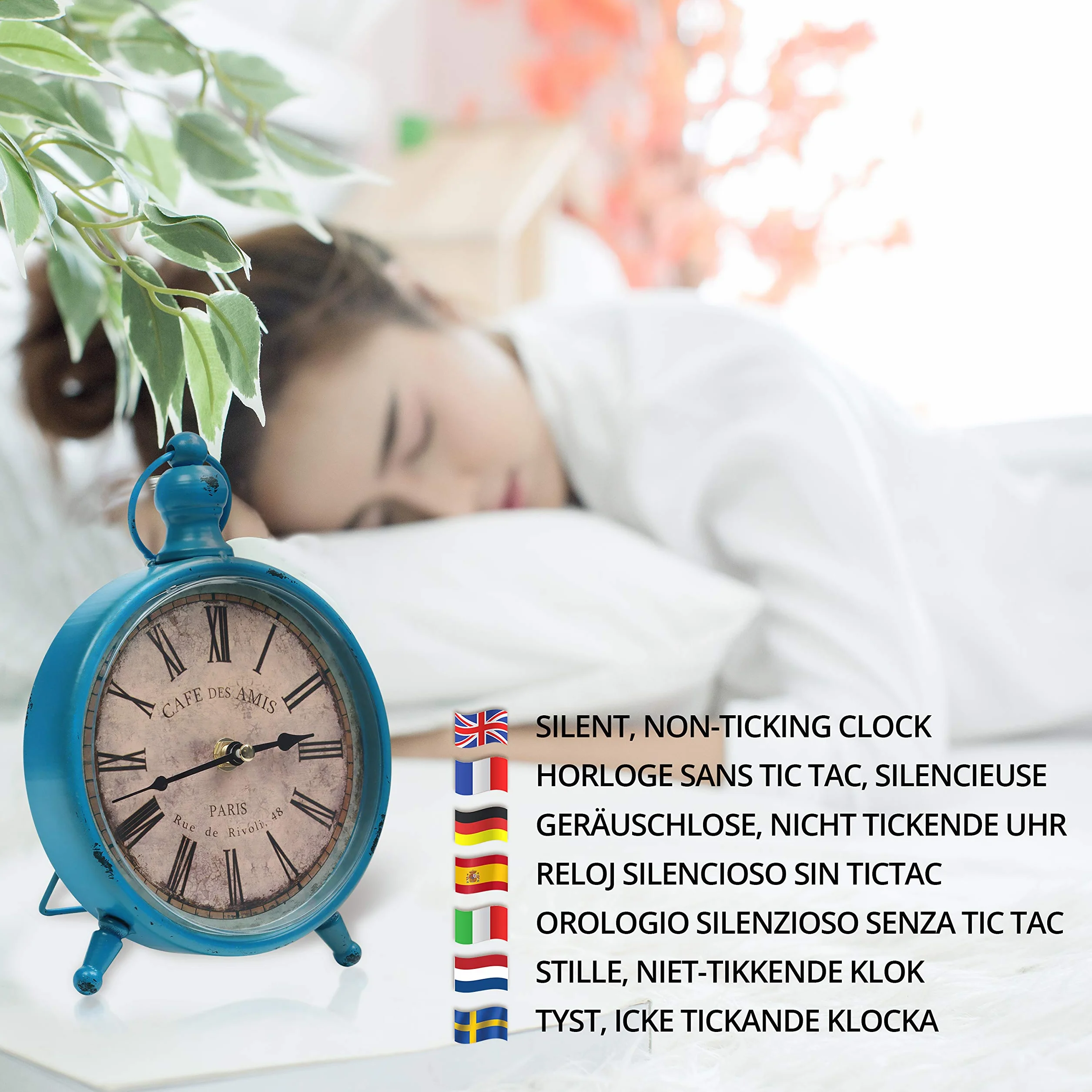 BELLE VOUS Horloge Vintage de Bureau Silencieuse 23 x 15 cm 24H Analogique à Piles