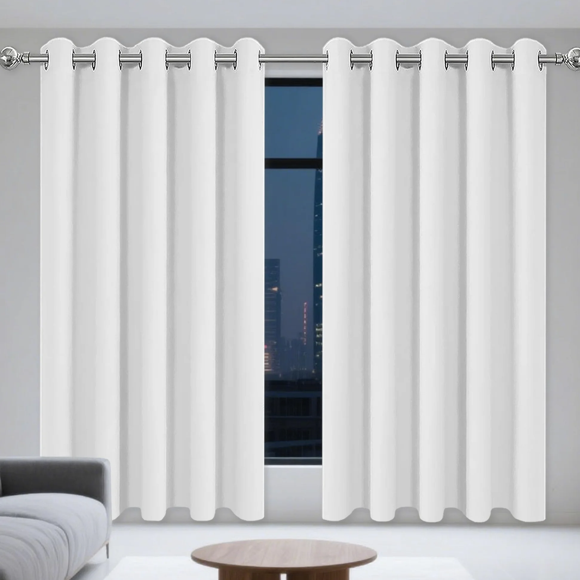 Rideau Occultant 160 x 230 cm Thermique Isolant Anti Froid Chaleur Rideaux Anti Froid/Rideau Exterieur Terrasse Design Moderne à Oeillets pour Chambre, Salon, Bureau, Blanc