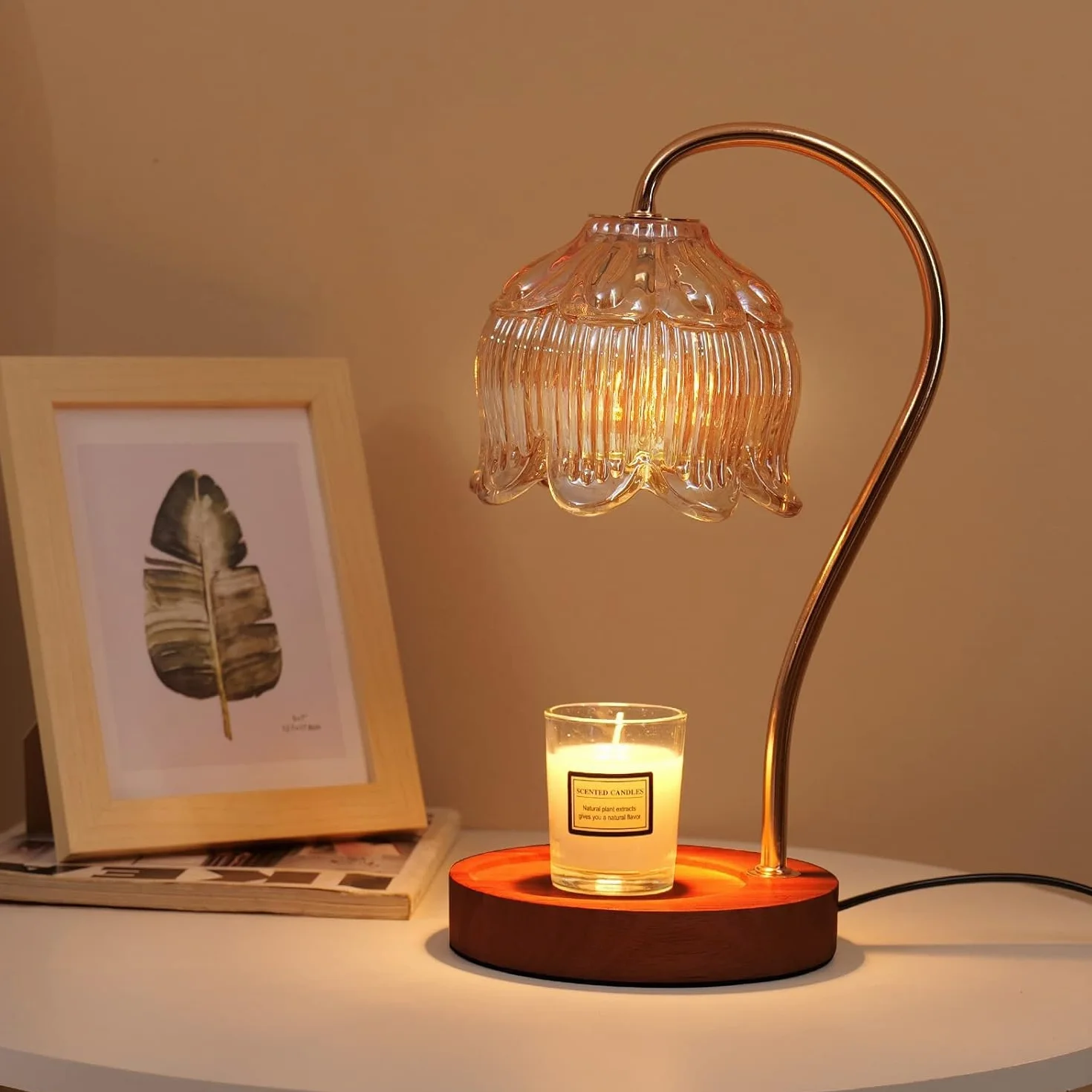 Lampe chauffe-bougie avec variateur d'intensité et minuterie pour bougies parfumées en pot - 2 ampoules