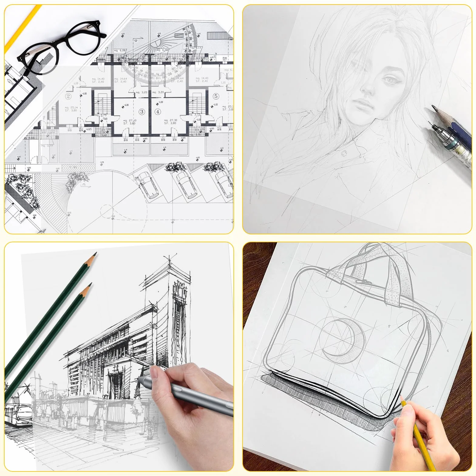 Papier Calque A4 55g/m² 100 Feuilles Transparent 210x297mm pour Patron Couture Dessin