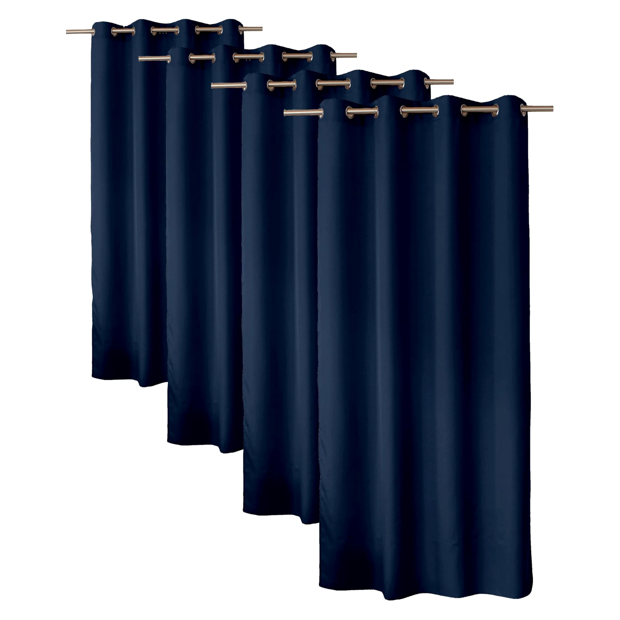ED ENJOY HOME Rideau Décoratif à Œillets argentés, 140x240 cm, Bleu Marine, 100% Polyester, Satiné, Collection Basic (Lot de 4)