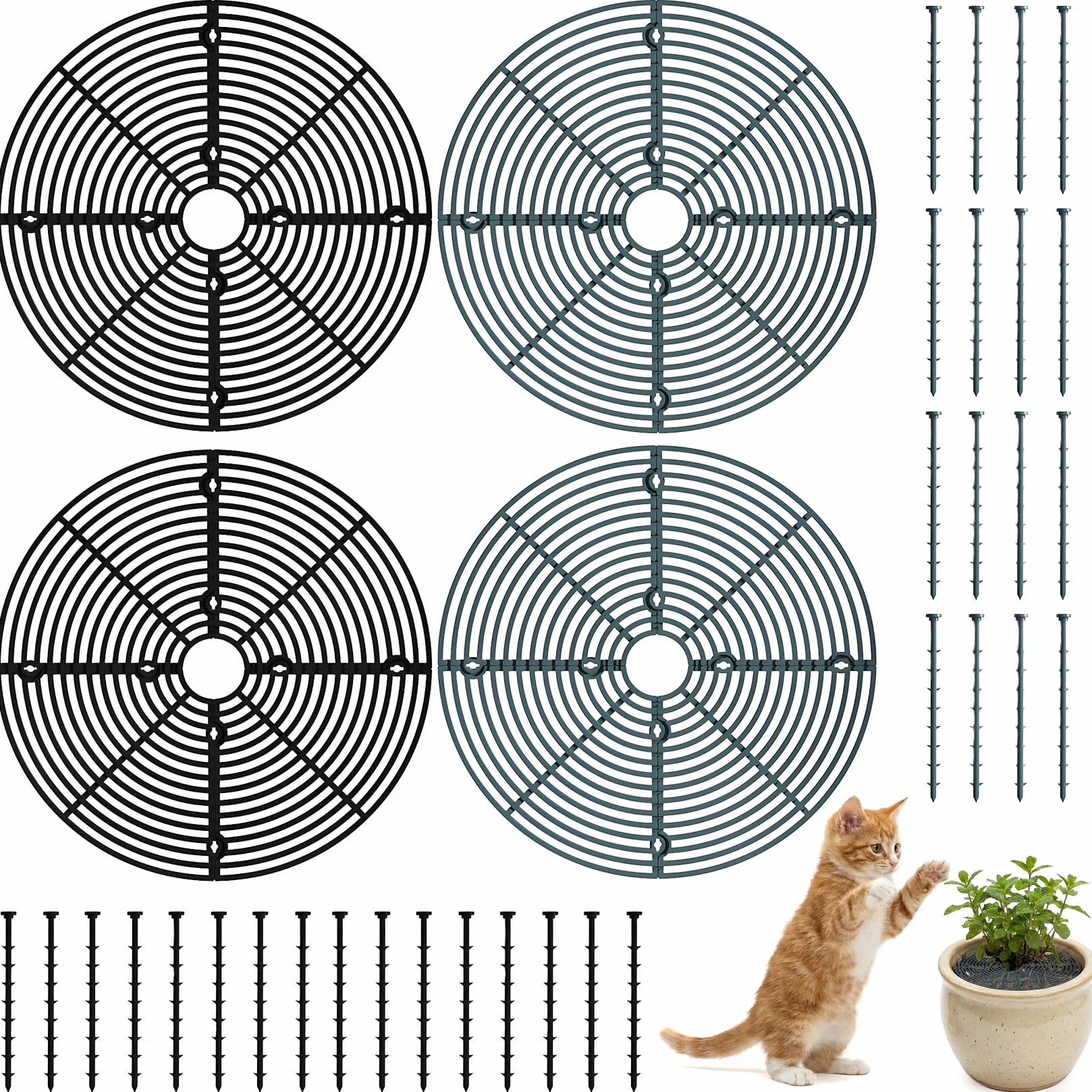 Lot de 4 grilles de pot de fleurs 30 cm polypropylène protection plantes chat enfants animaux