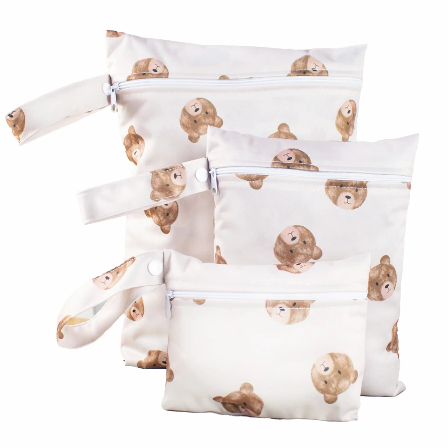 Sac à Couches Lavables 3 Pièces, Sac Étanche Réutilisable pour Bébé avec Fermeture Éclair
