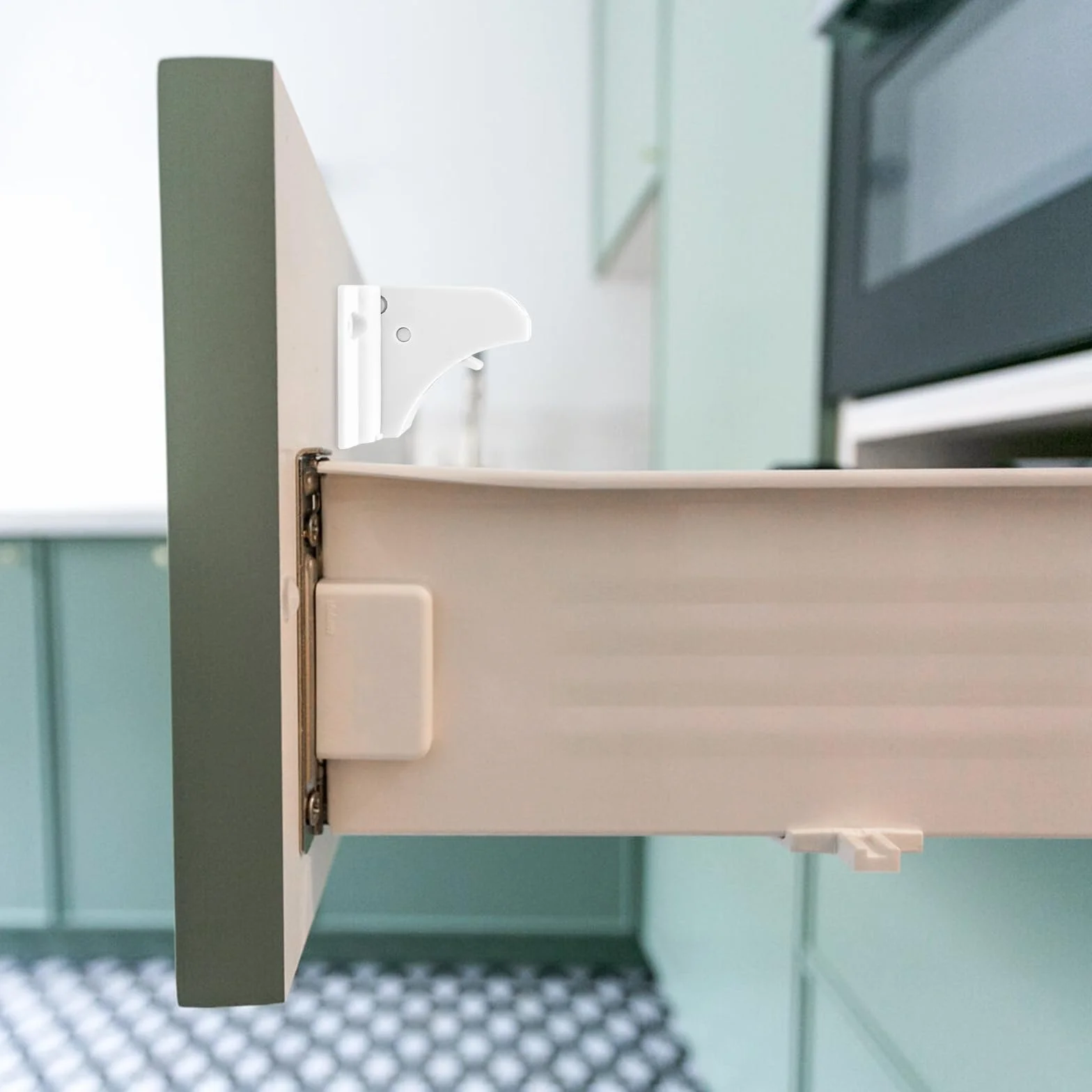 Lectorias Bloque Tiroir Sécurité Enfant, Verrou Magnétique Anti-pincement, Serrure Aimanté Invisible, Blanc
