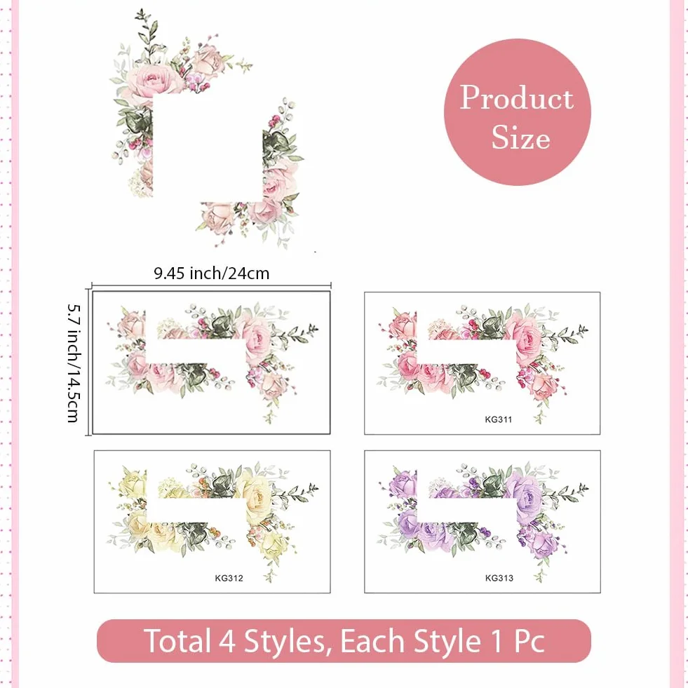 Autocollant pour Interrupteur Motif Plantes et Fleurs 9.5x5.7cm Imperméable Décoration Murale
