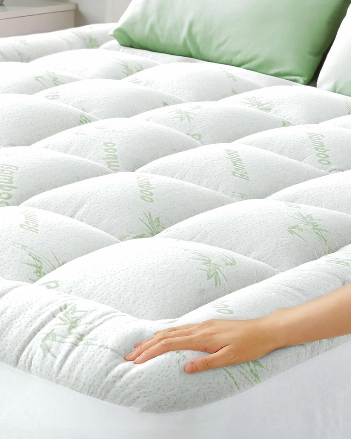 Protège-Matelas Ultra-Doux en Viscose de Bambou 140x190 cm Respirant Rafraîchissant Poches Profondes