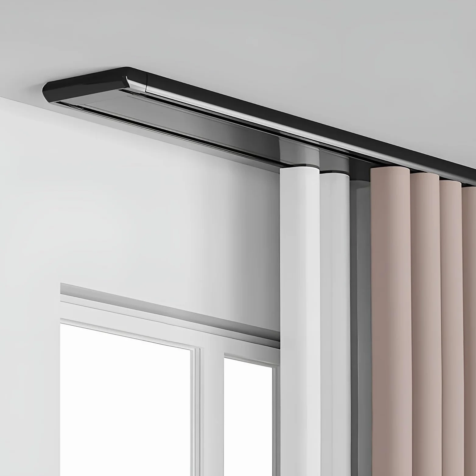 Rail De Rideau À Double Voie De 2,3 À 19,7 Pieds, Rail De Plafond pour Rideaux en Aluminium,Rail Rideaux Coulissante pour Salon, Chambre À Coucher(Black,2.5m)