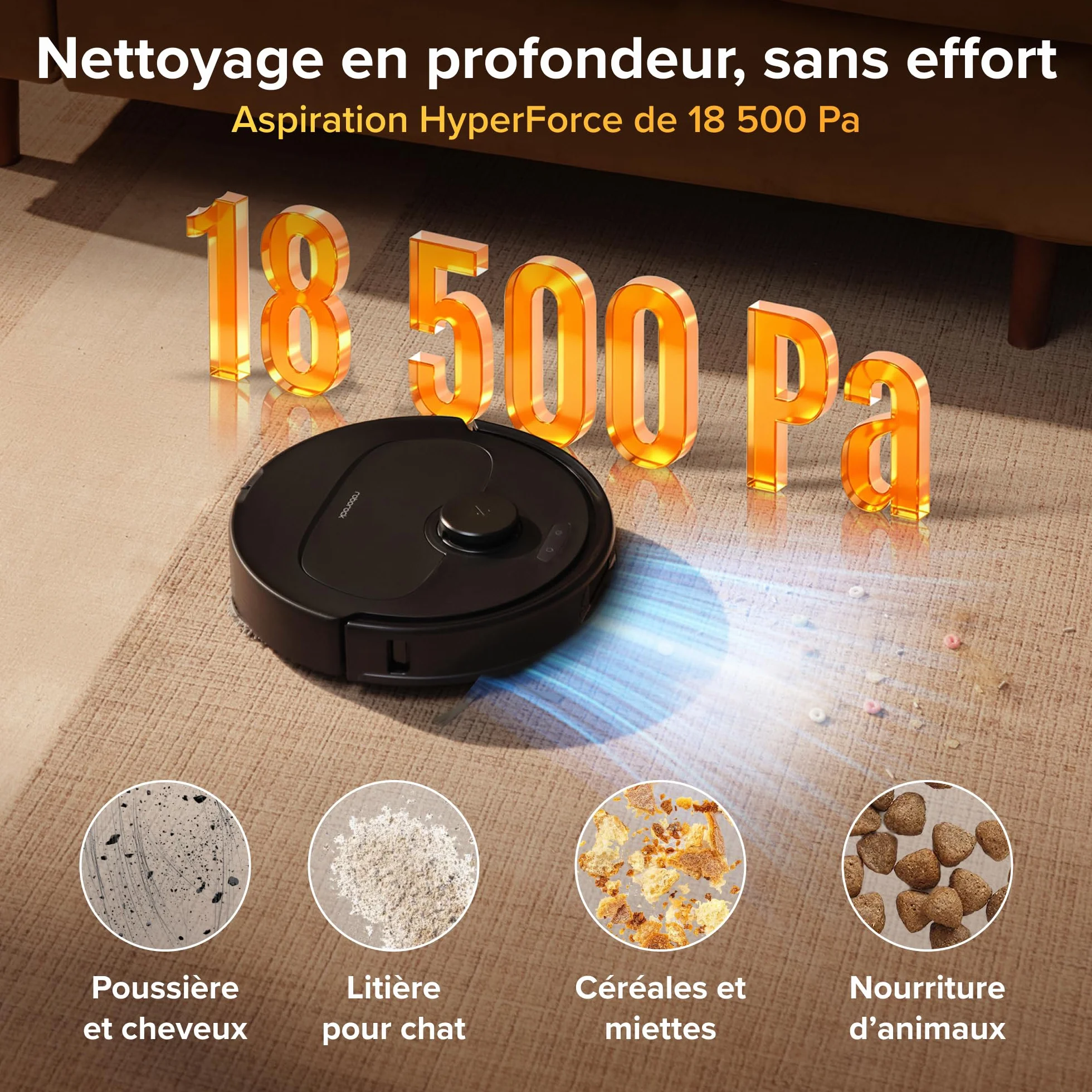 Roborock Qrevo S Pro Robot Aspirateur Laveur 18 500 Pa 45 °C Séchage à l’air Chaud 75 °C Autonettoyant
