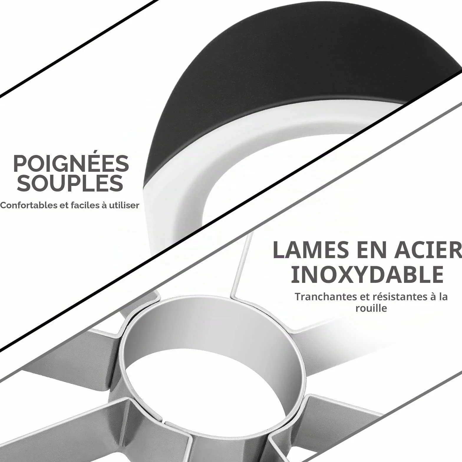 Trancheuse et vide-pommes en acier inoxydable, coupe-pommes noir