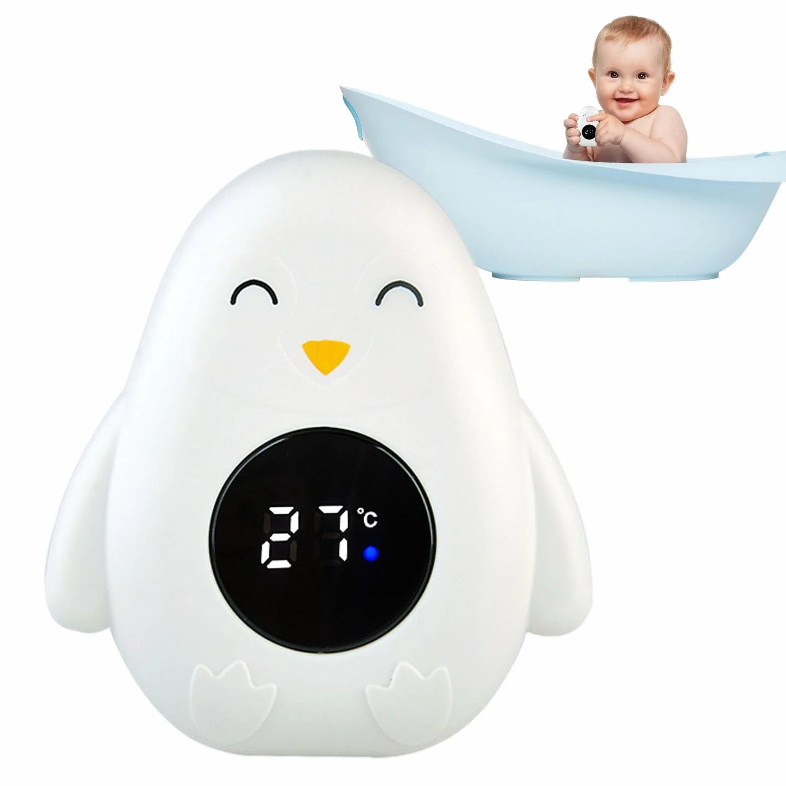 Thermomètre de Bain Numérique Manchot Bébé Écran LCD Tactile LED