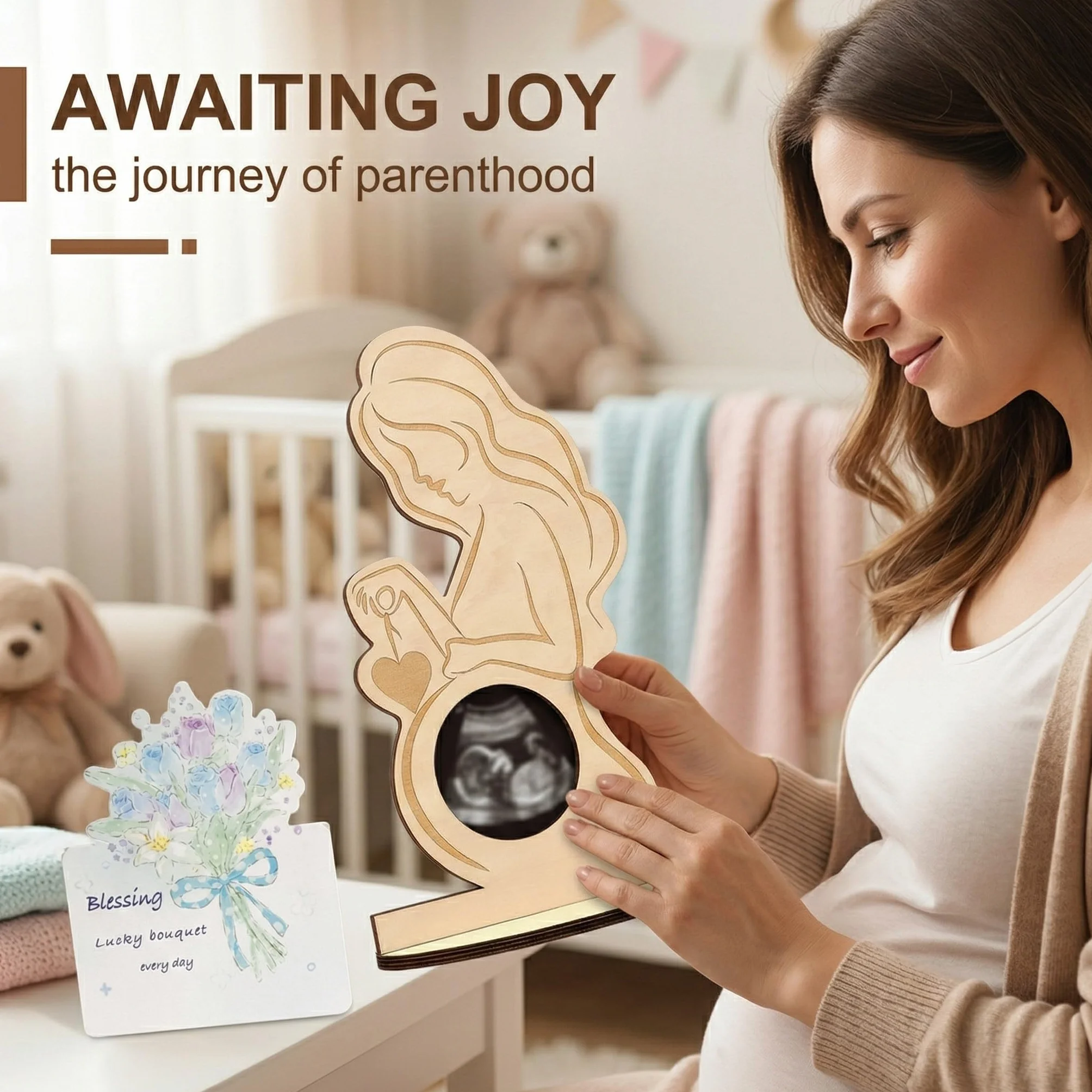 Cadre photo échographie en bois pour sonogramme bébé, cadeau grossesse baby shower Gender Reveal