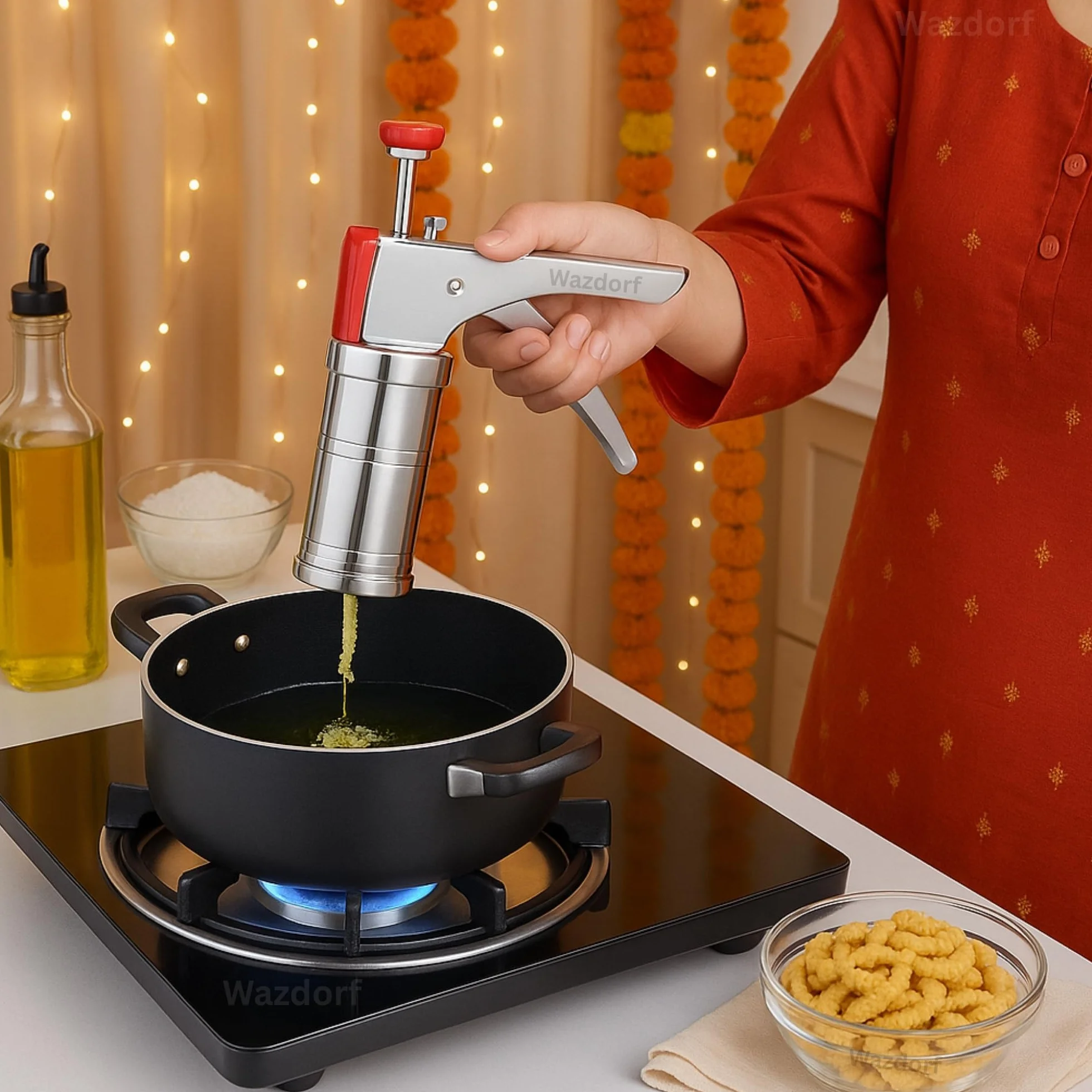 Presse de cuisine en acier inoxydable Wazdorf avec 15 types de moules à pâtisserie