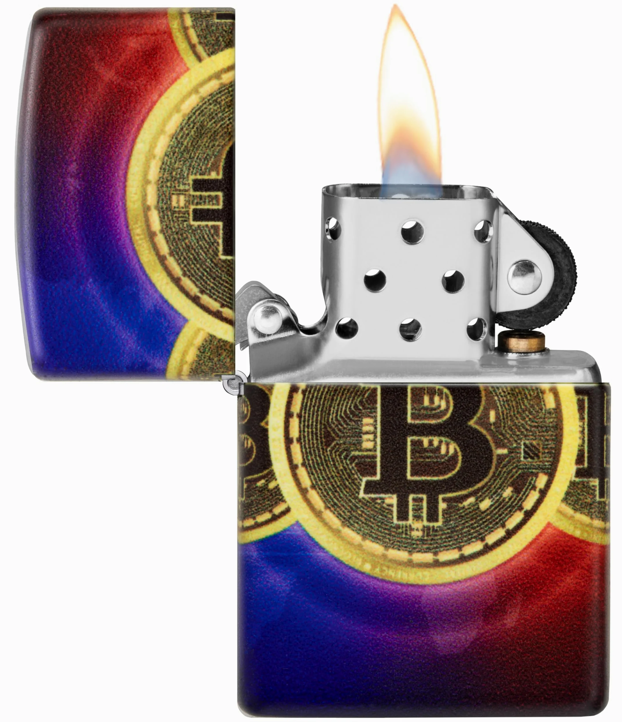 Zippo Briquet Tempête - Modèle Bitcoin - 540 Color Impression en Multicolore - Rechargeable - Réutilisable - Design Coupe-Vent - Coffret Cadeau - Fabriqué aux États-Unis