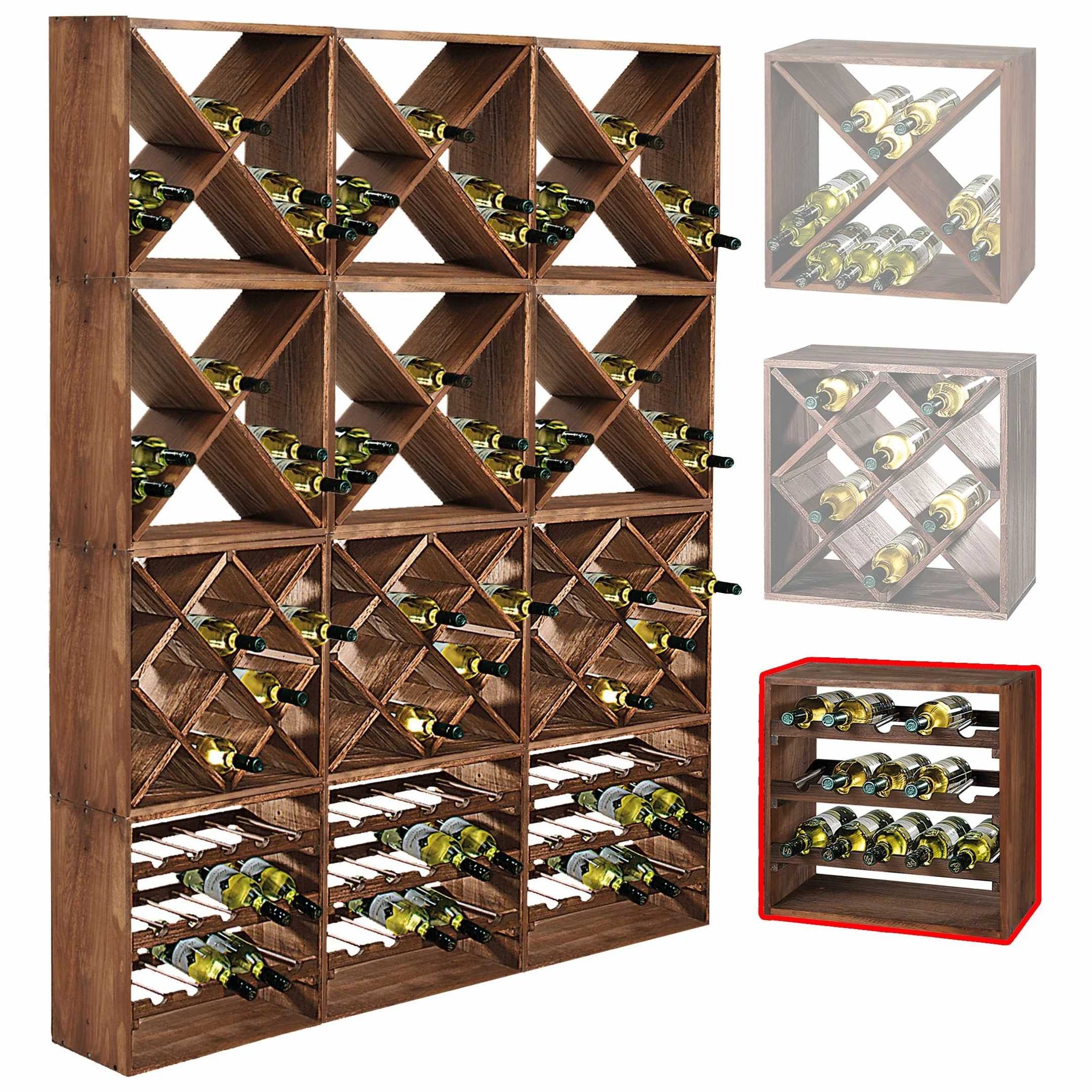 Système d'étagère à vin CUBE 50 tobacco module 4 standard - H50 x L50 x P25 cm
