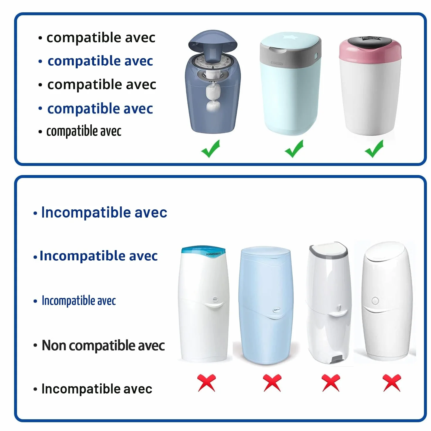 Tommee Tippee Sangenic Tec+ Simplee Sangenic Twist & Click Recharges de Poubelle à Couches Lot de 8
