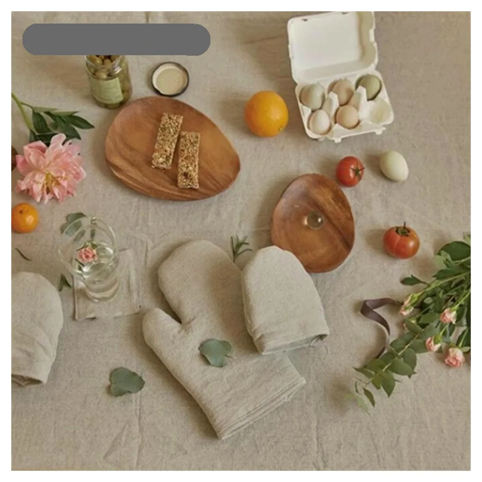 MRKU Gants de Cuisine résistants à la Chaleur, en Coton et Lin, isolants et épais, Parfaits pour la Cuisine, Le Camping et Les activités de Plein air.