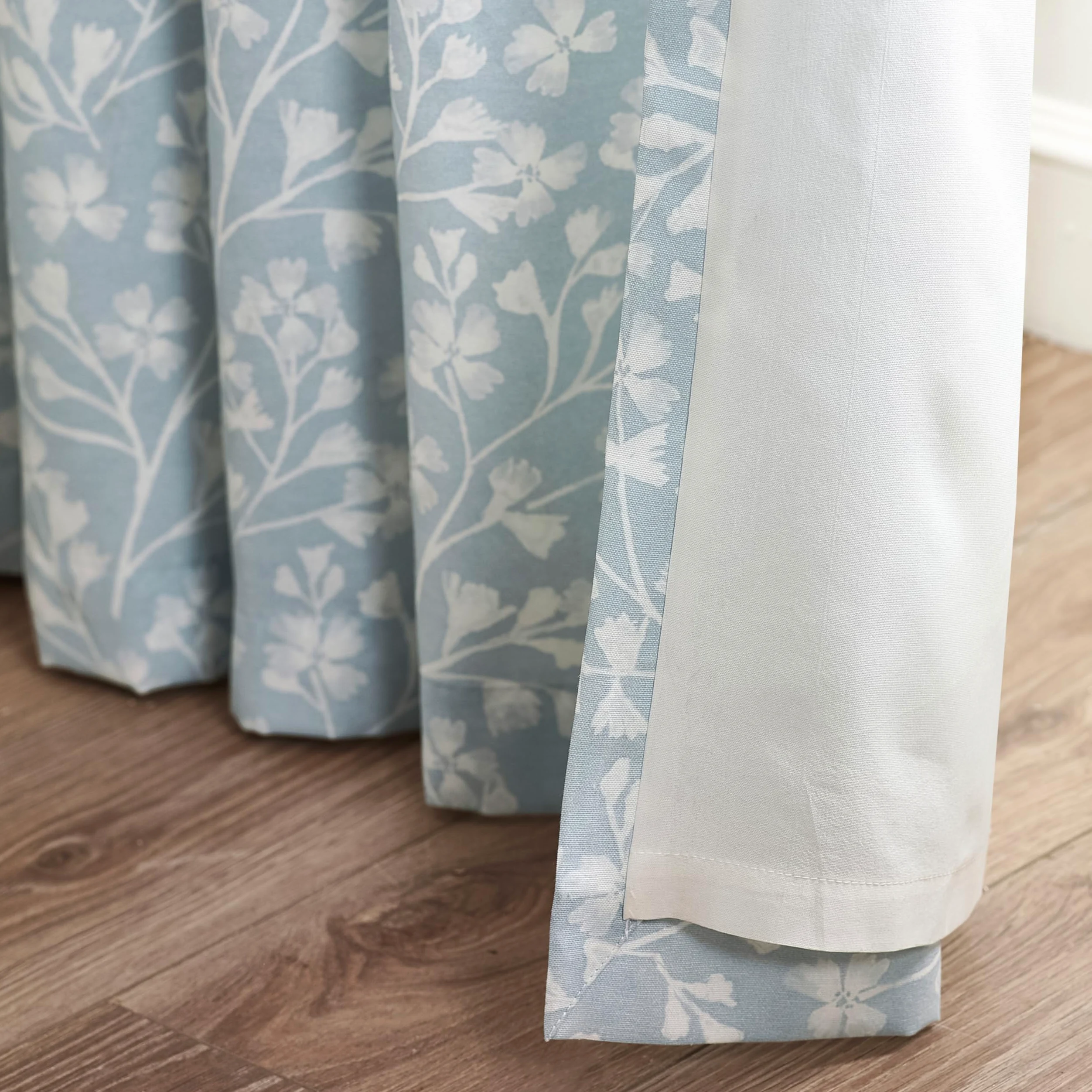 Catherine Lansfield Brooke Floral Lot de 2 Rideaux doublés à œillets Bleu Canard 168 x 183 cm