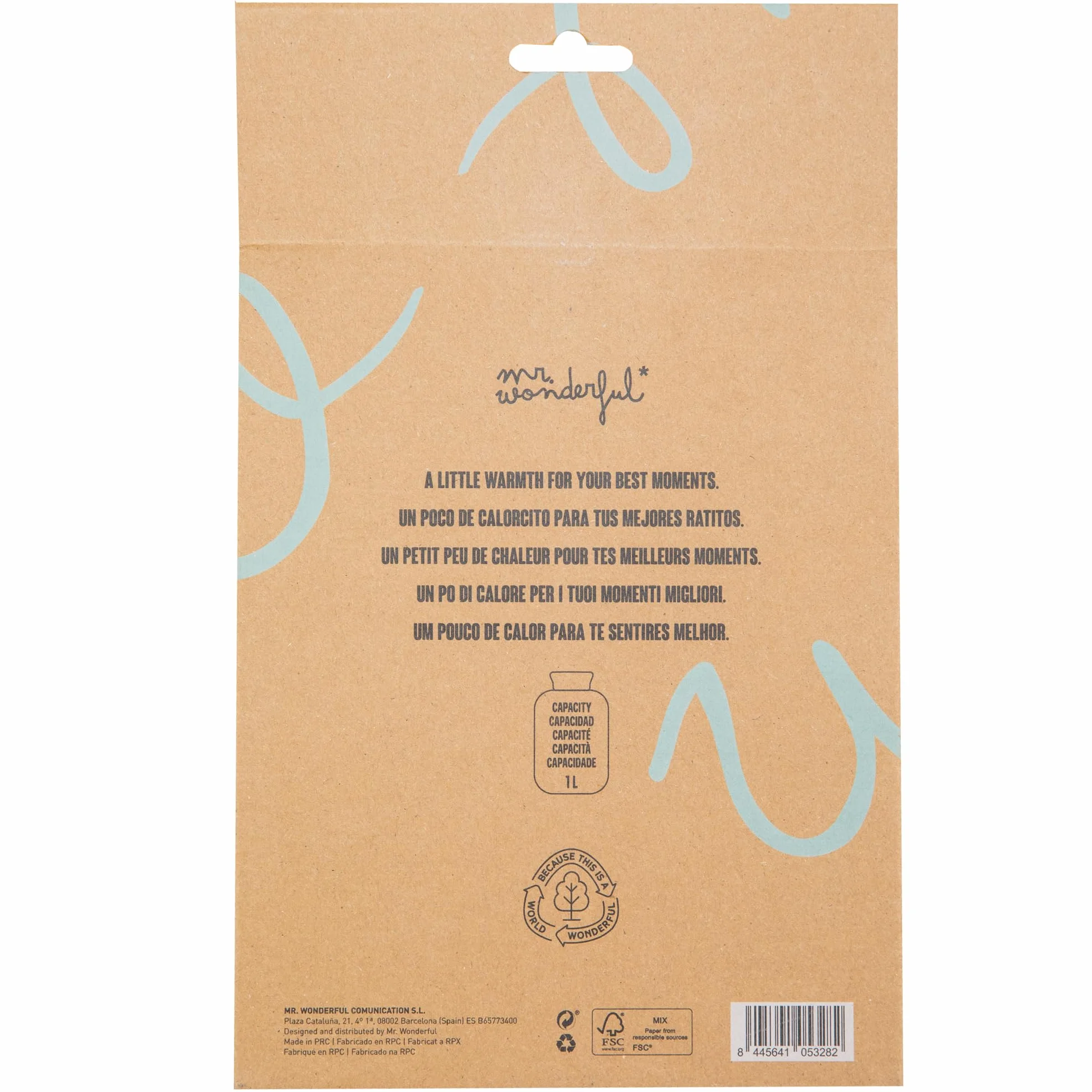 Mr. Wonderful Bouillotte en Coton 1 Litre avec Message Amusant