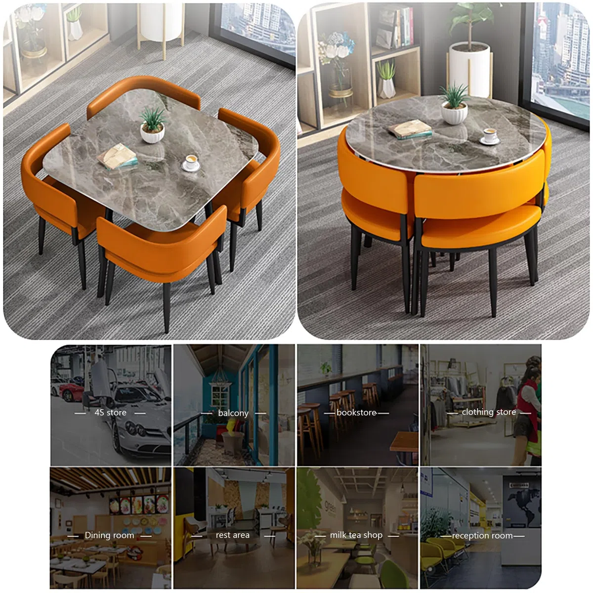 Ensemble Table et chaises Modernes 5 pièces pour 4 Personnes – Mobilier de Cuisine carré/Rond pour Petits espaces – Table de réunion élégante avec chaises pour Salle à Manger – Parfait pour