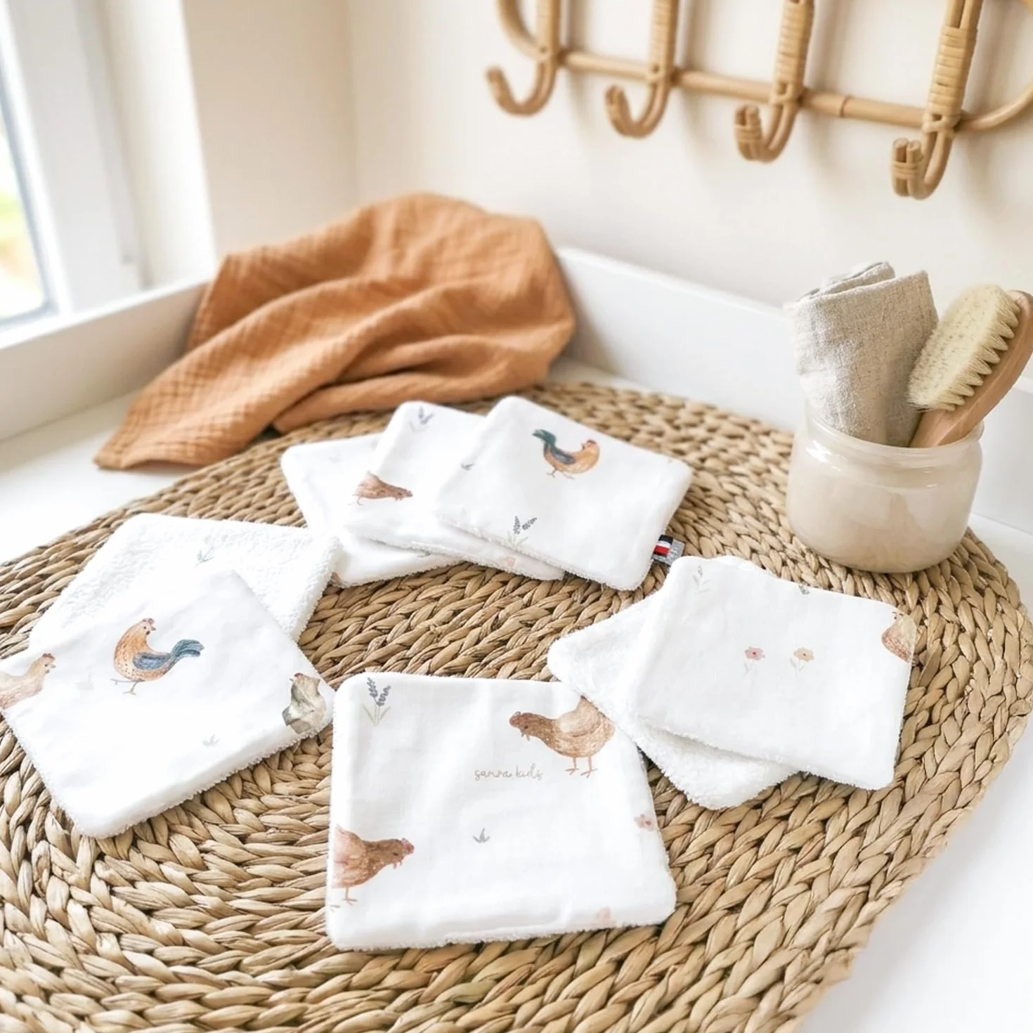 Lingettes bébé lavables 8 pièces 10x10 cm SEVIRA KIDS Made in France