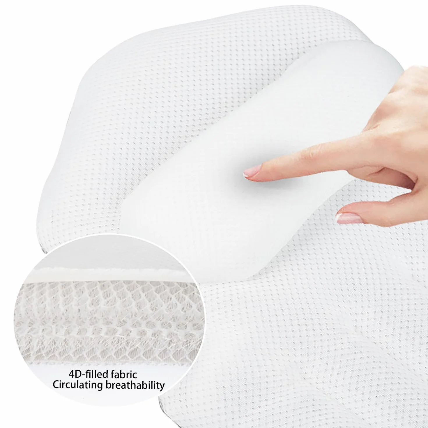 Coussin de Bain avec Soutien Lombaire Amovible et Sac à Linge, Confort Détente, Blanc