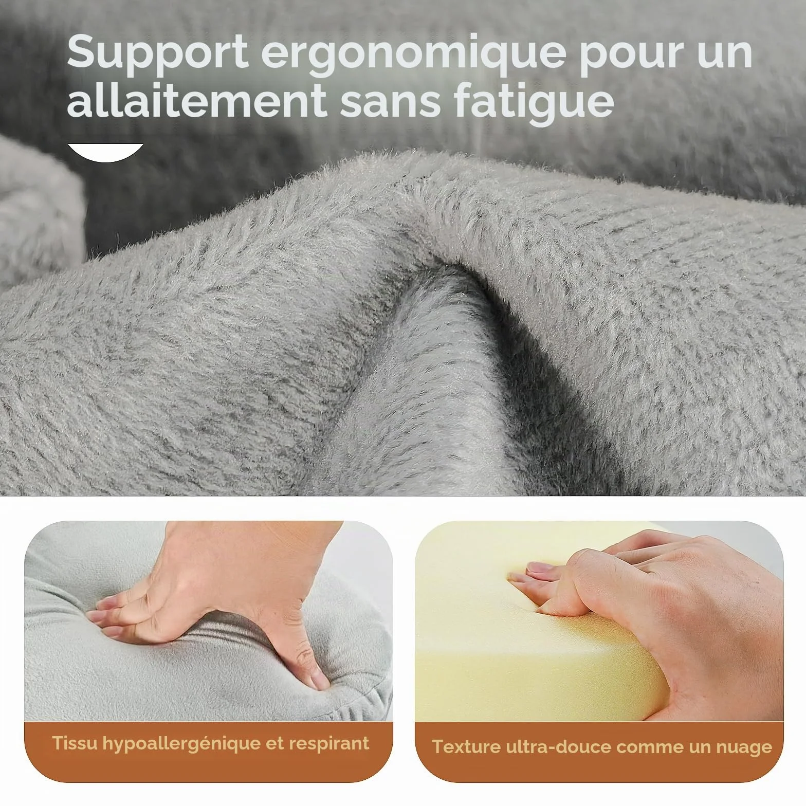Coussin d'allaitement en mousse à mémoire de forme grande taille pour confort et soutien ergonomiques