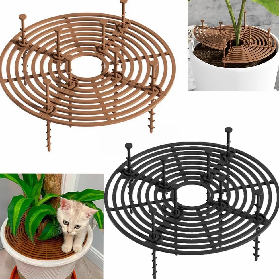 Grilles de protection en plastique pour pots de fleurs, Lot de 2, jusqu'à 30 cm, protection du sol