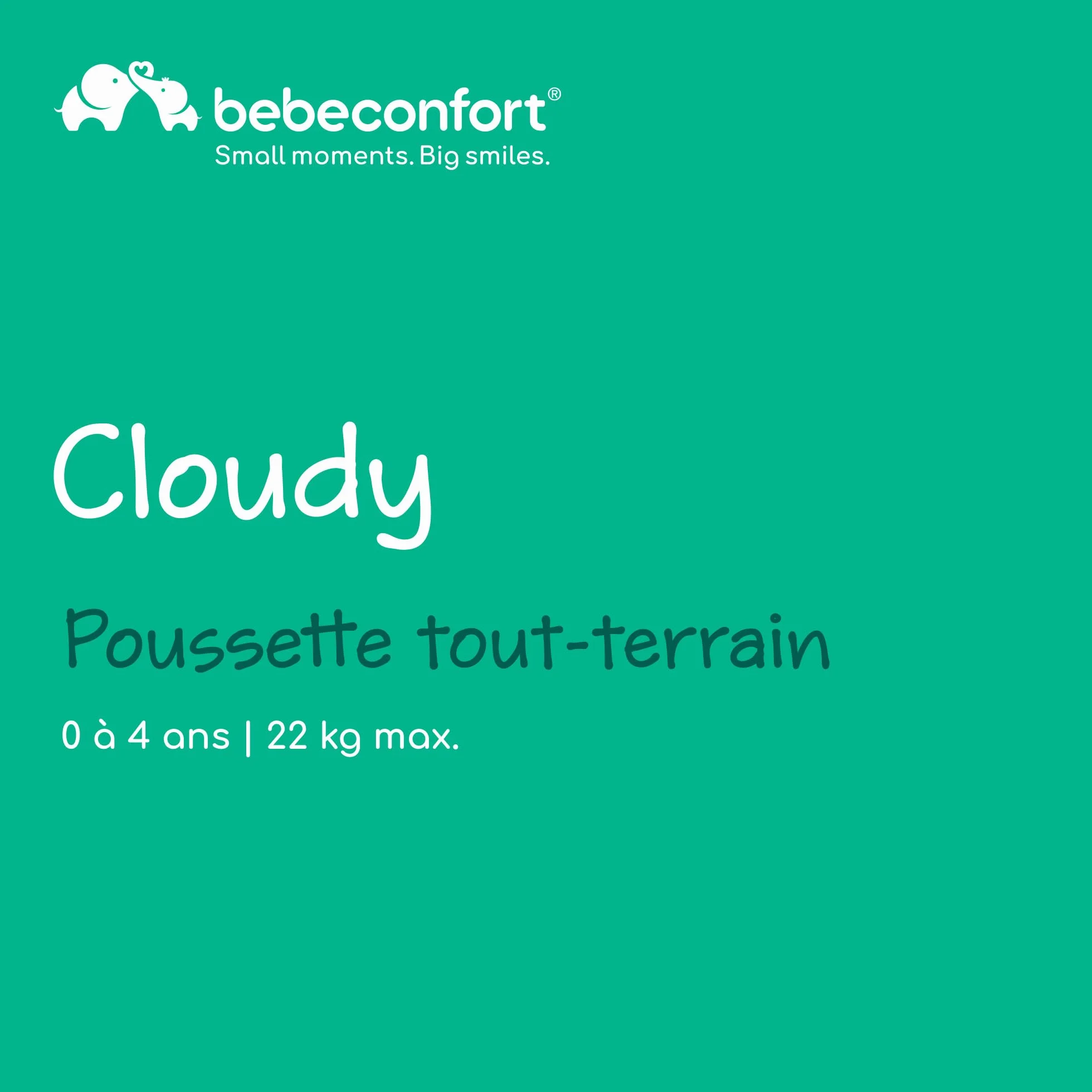 Bebeconfort Cloudy Poussette Tout Terrain 0-4 ans 22 kg Pliage Rapide Guidon Réglable Mineral Graphite