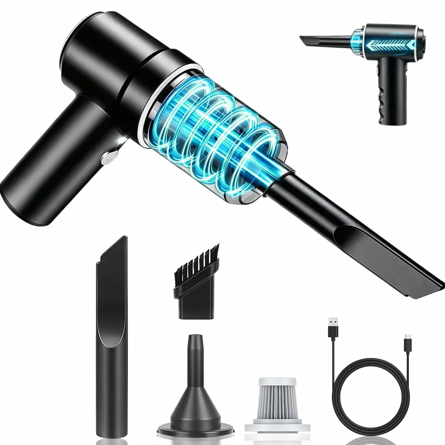 SCOVEE Aspirateur à Main Portable Rechargeable 22000PA 4-en-1 Mini Aspirateur de Voiture