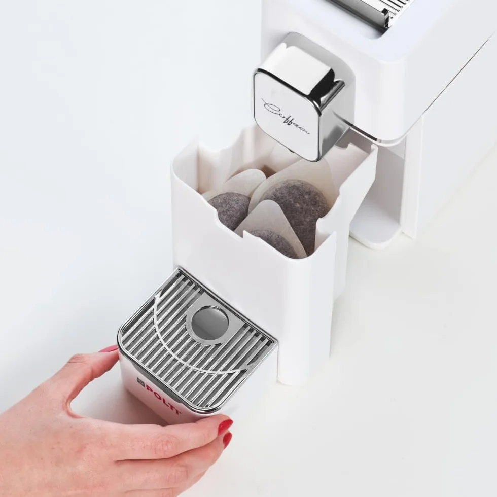 Polti Coffea S15W, Machine à Café Espresso, Compatible avec Dosettes ESE 44 mm, Réservoir 0,85 L, Température et Longueur Réglables, Pression 19 Bars, Blanc