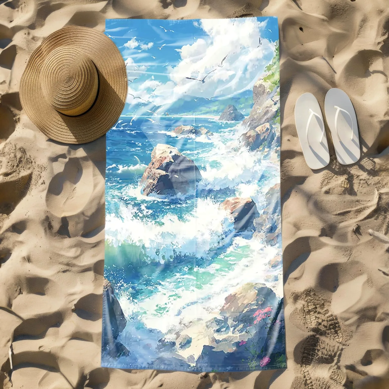 Tapis de Plage XXL Anti Sable Pierres Plage Serviette Piscine Adulte,Natte De Plage Pliable, Voyage Accessoires De Plage Camping,Serviette de Bain Personnalisée