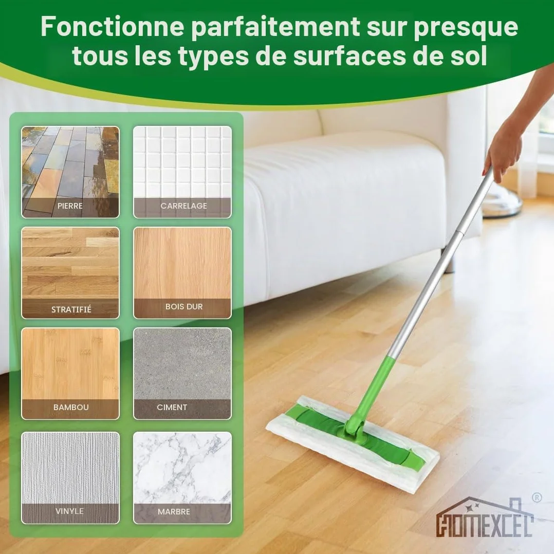HOMEXCEL recharges de balayage sec compatibles Swiffer Sweeper 64 pièces 20,3 x 26,4 cm