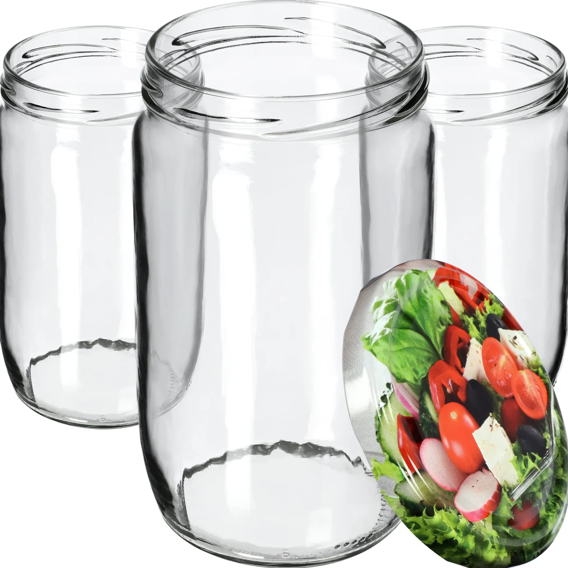 KADAX Lot de 48 grands bocaux en verre 720ml Ø82 – couvercle à vis hermétique, pour conserves, cornichons, légumes lacto-fermentés et confitures maison