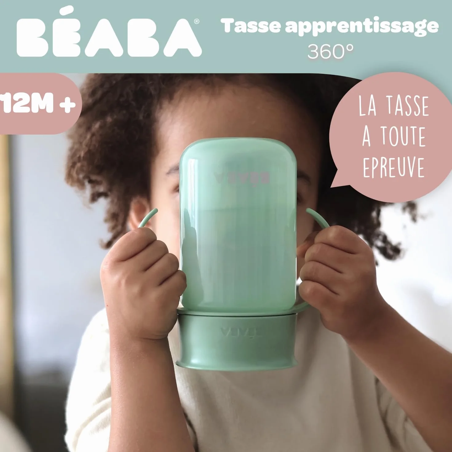 BÉABA Tasse d'Apprentissage 360° Anti-Goutte 340 ml Vert Sauge