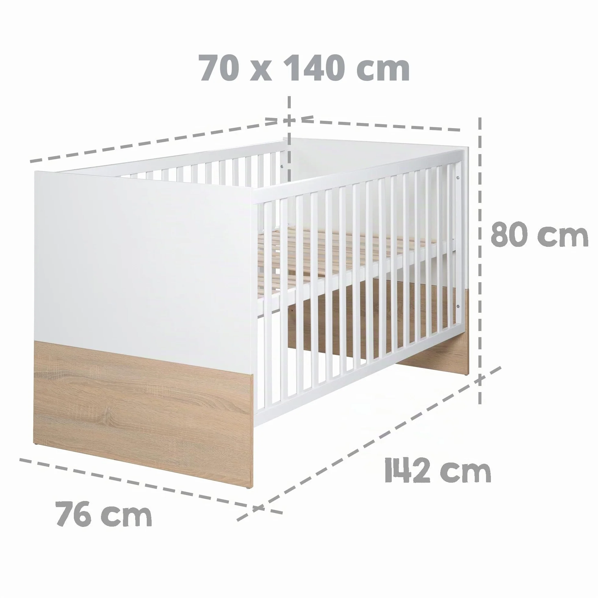 roba Chambre Bébé Duo Gabriella Lit Évolutif 70 x 140 cm Commode à Langer Meubles Certifiés EPH Blanc Décor Bois
