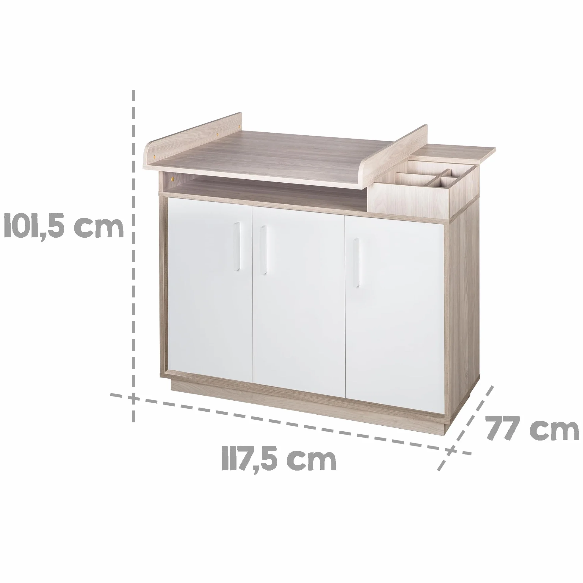Chambre Bébé Complète Olaf Lit Évolutif 70 x 140 cm Commode à Langer Armoire 3 Portes Blanc Décor Bois