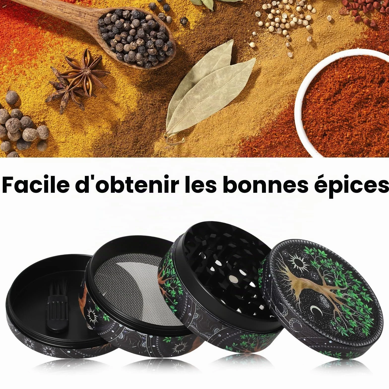 Effriteuse Grinder 63 mm Grattoir Brosse Plastique Motif d'Arbre