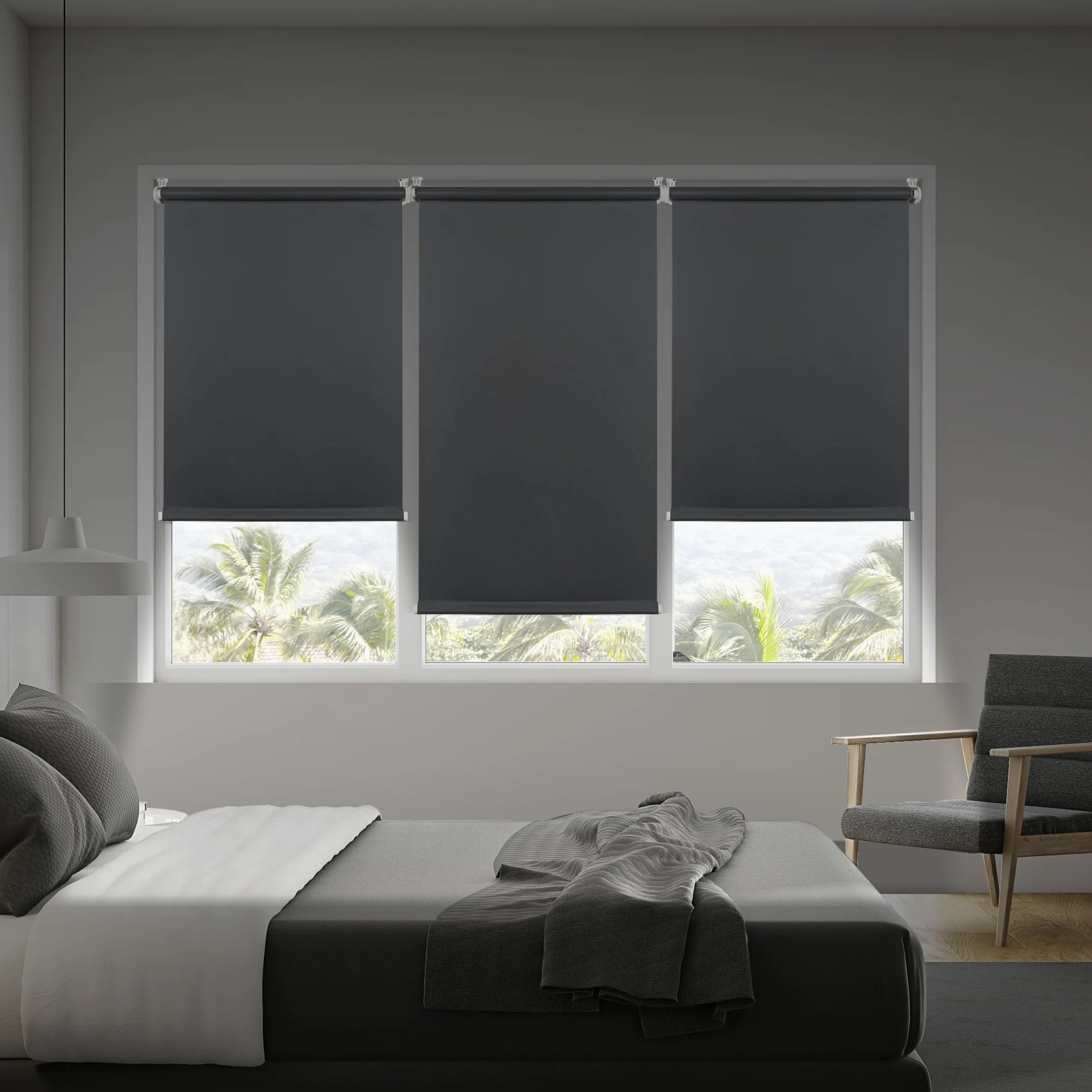 Store Occultant sans Perçage Store Enrouleur Opaque Thermique Isolant, Protection Solaire Facile à Installer pour Fenêtre Couleur Gris foncé 150x180 cm (Largeur du Tissu 149 cm) STORESDECO