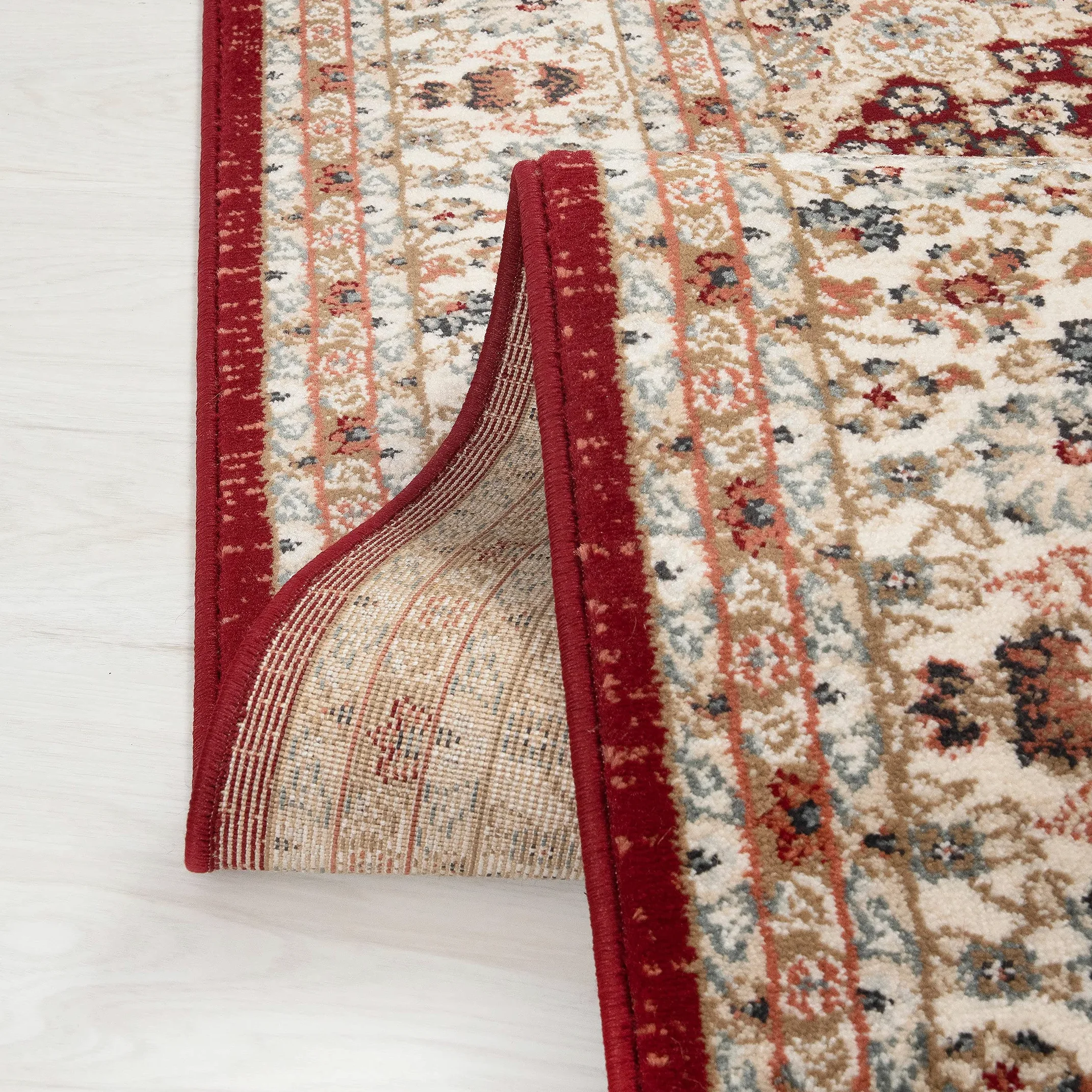 Carpeto Tapis Couloir 80x150cm Rouge Classique Traditionnel Doux Décoratif | Tapis pour Entrée Cuisine Bureau Salon Chambre Salle à Manger Anti-Allergène Chauffage au Sol Facile D'entretien Synthétique
