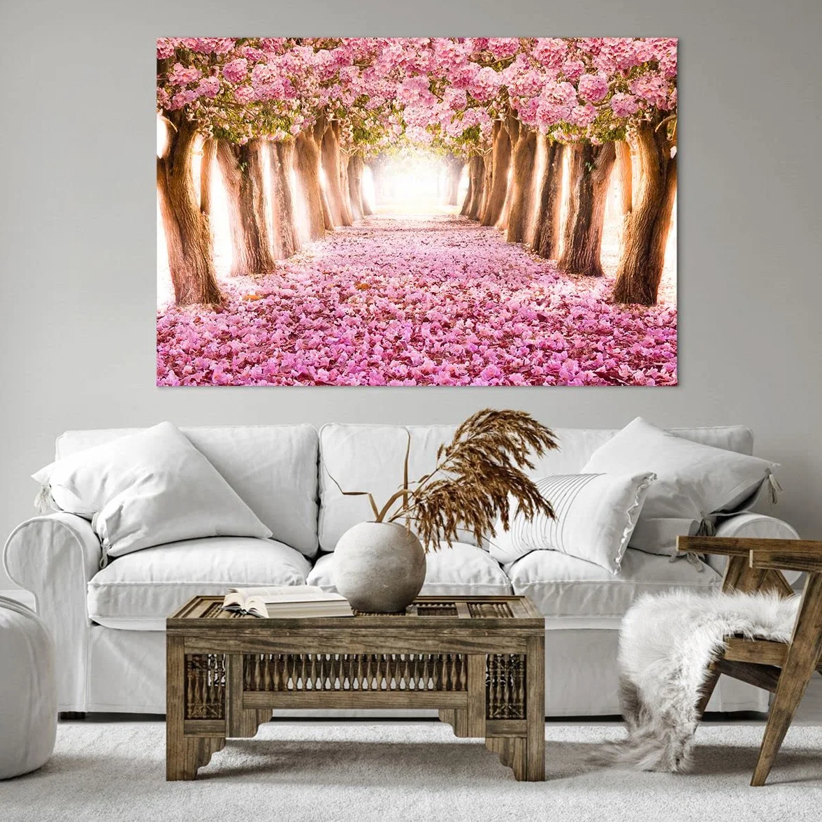 Deco Cadre Décoration Salon Arbre fleurs cerise nature Moderne Impression sur Toile 120x80cm Tableau Decoration Murale Chambre Horizontal Art Wall Grand Tableaux Decoratifs Muraux