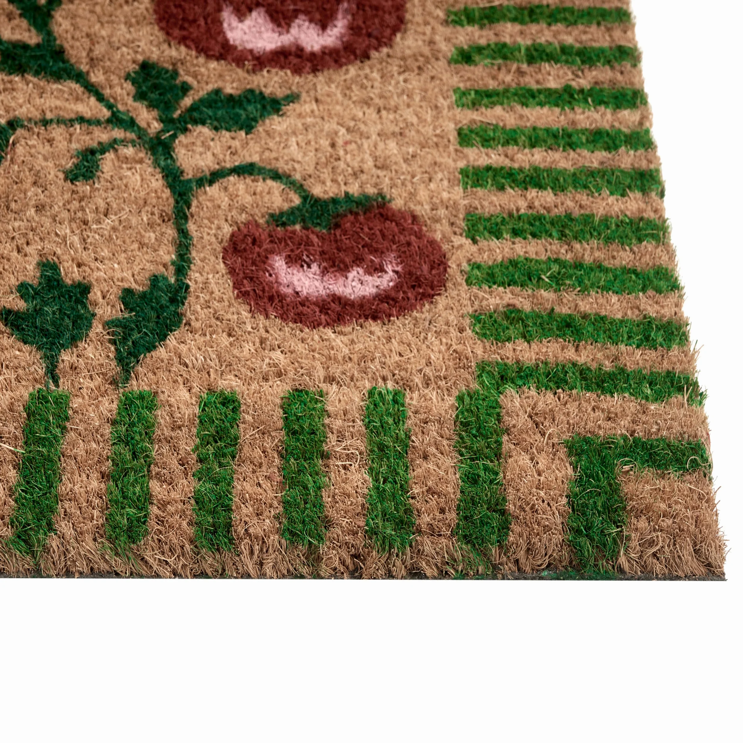 Beliani Paillasson en Fibre de Coco 45 x 75 cm Antidérapant Dessous en PVC Classique Motif Légumes Naturel Knik