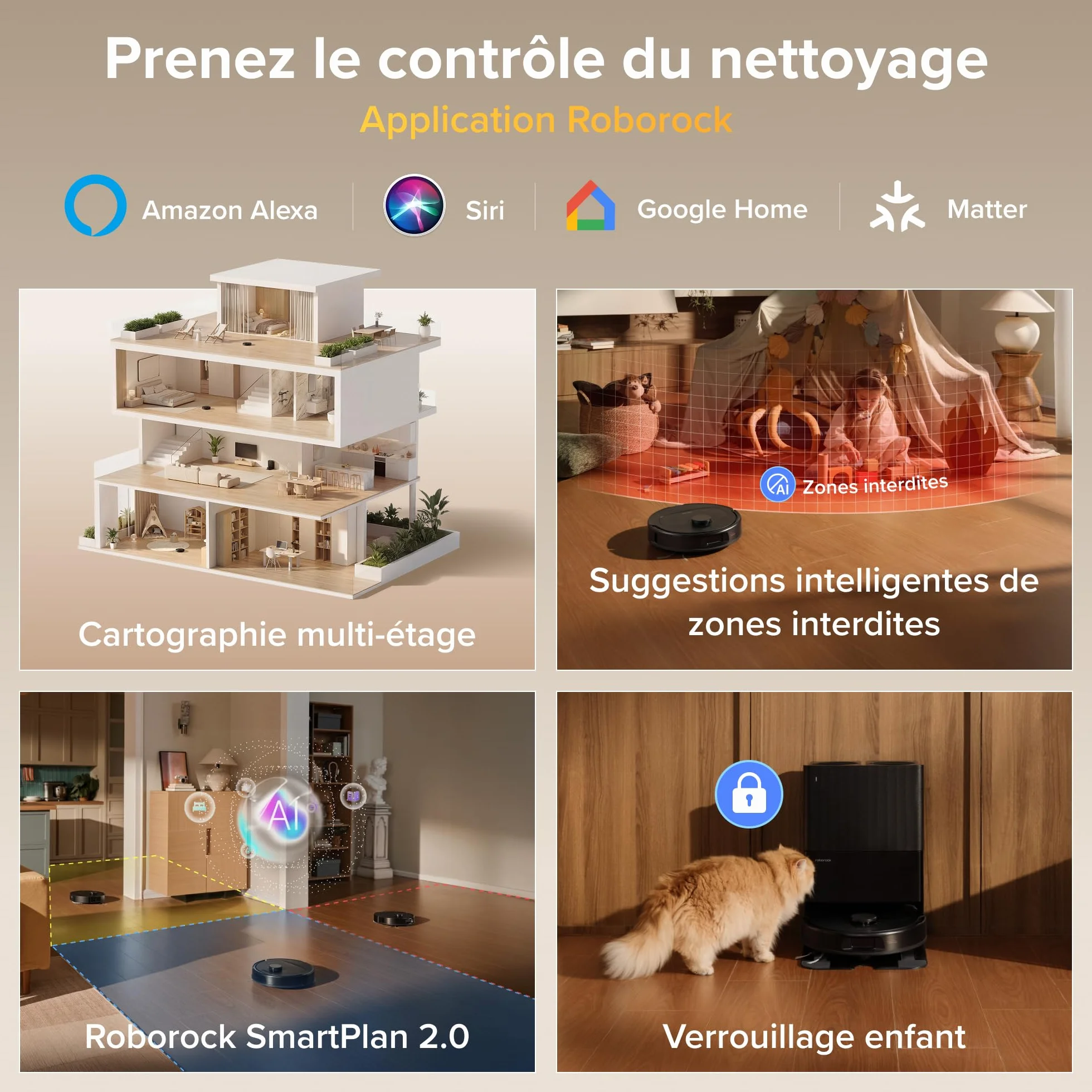 Roborock Qrevo S Pro Robot Aspirateur Laveur 18 500 Pa 45 °C Séchage à l’air Chaud 75 °C Autonettoyant
